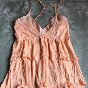 Orange ruffle tank